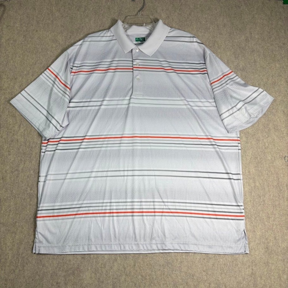 Ben Hogan Polo Shirt Mens 3XL White Polyester Striped Golf Performance Classic